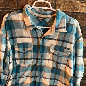 Blue and White Plaid Shirt